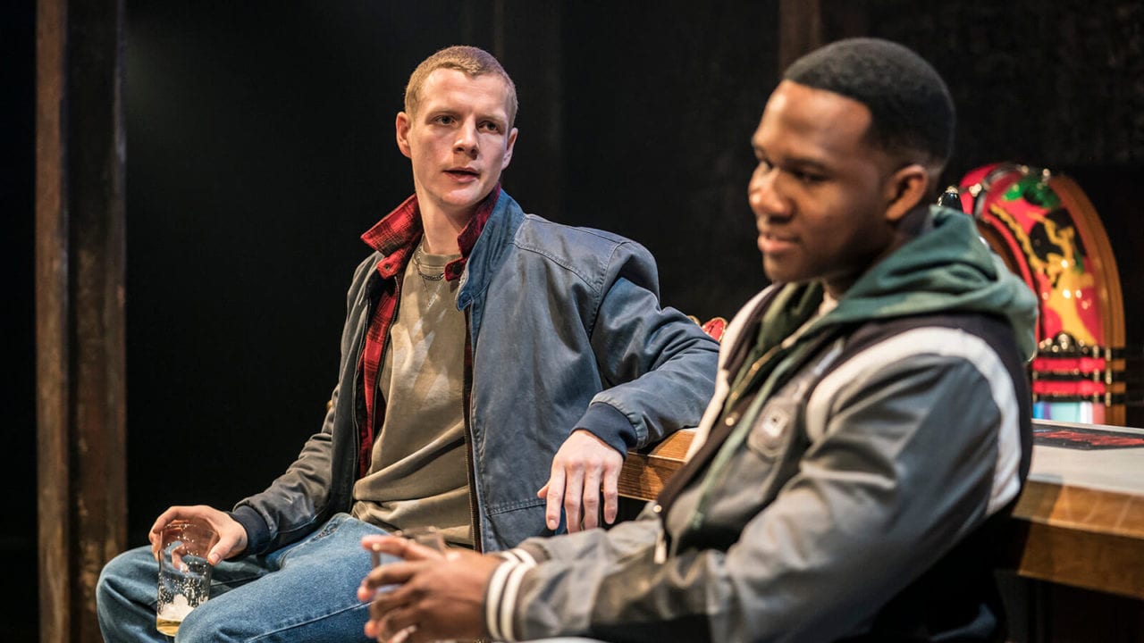 Patrick Gibson and Osy Ikhile in Sweat at the Donmar Warehouse. Photo Johan Persson